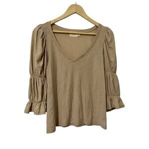 Nation LTD Katana 3/4 Puff Sleeve Pima Cotton Tee Size M Toasted Marshmallow